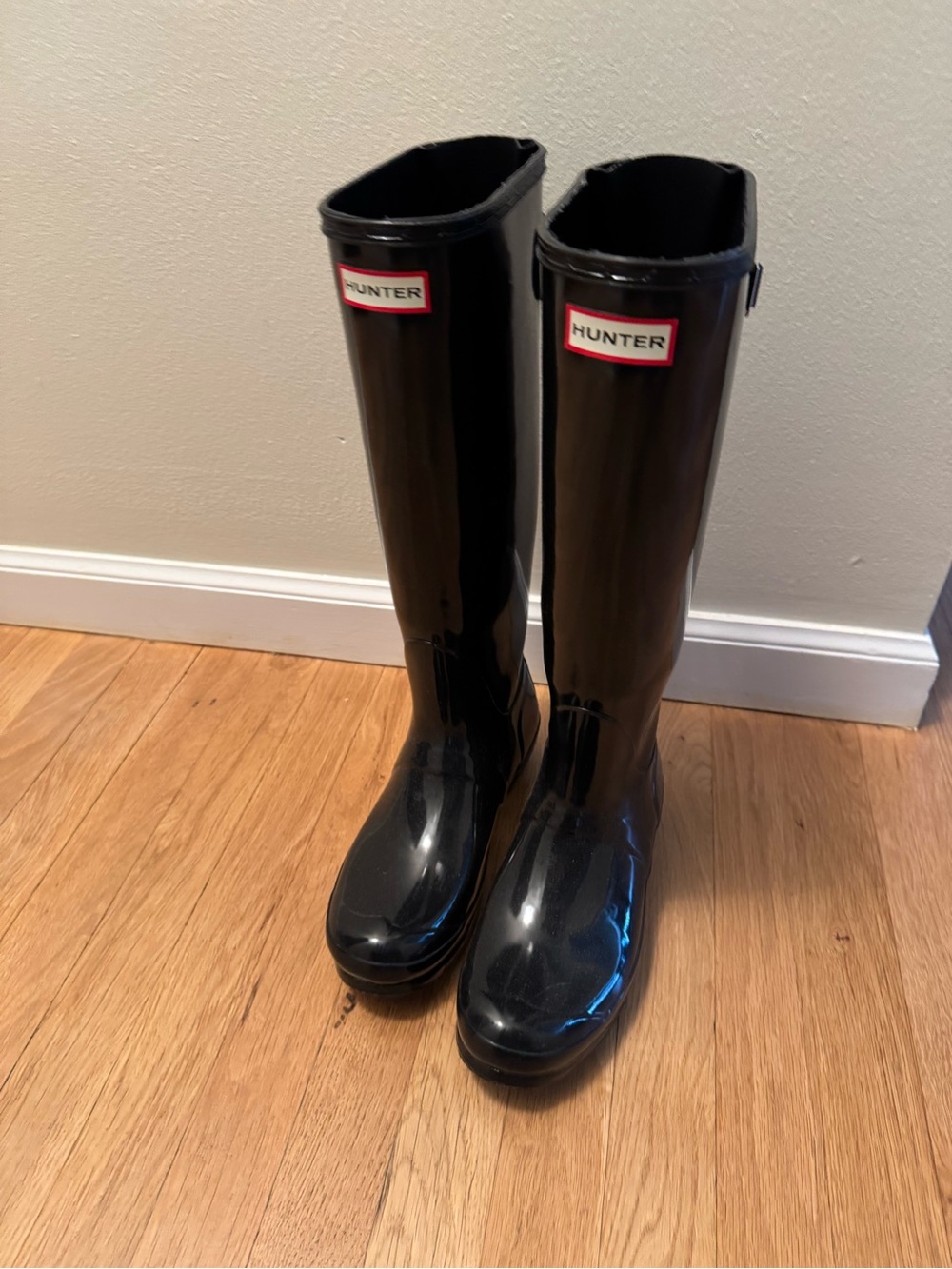 Hunter Black Gloss Tall Rubber Rain Boots